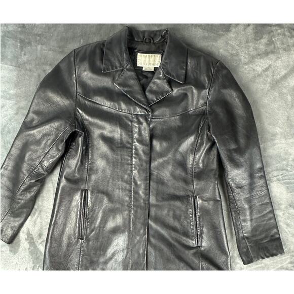 Nine West Womens Leather Jacket Size Large supple exquisite Y2K style car coat - Picture 6 of 16